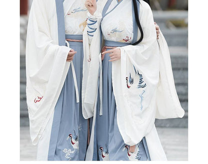 Couple Matching Crane Embroidered Hanfu Costume Set SpreePicky