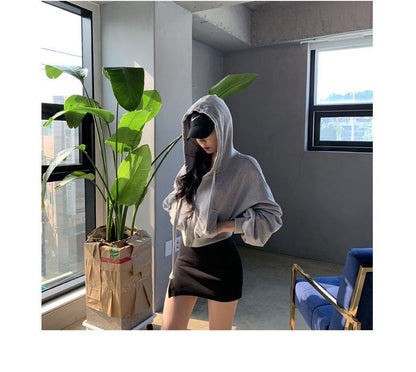 Plain Crop Zip Hoodie SpreePicky