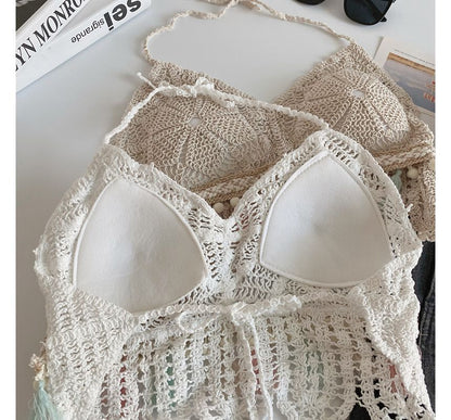 Halter Tassel Crochet Knit Bralette mySite