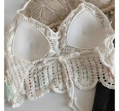 Halter Tassel Crochet Knit Bralette mySite