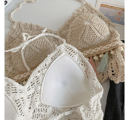 Halter Tassel Crochet Knit Bralette mySite