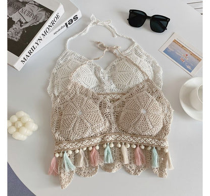 Halter Tassel Crochet Knit Bralette mySite