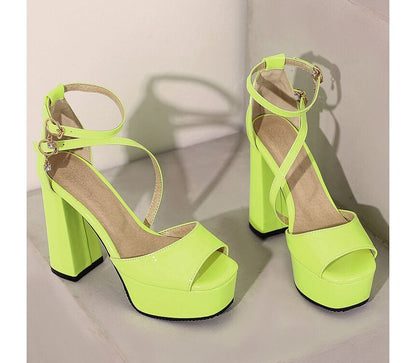 Peep Toe Platform Chunky Heel Sandals SpreePicky