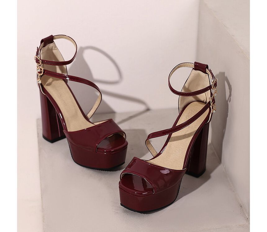 Peep Toe Platform Chunky Heel Sandals SpreePicky