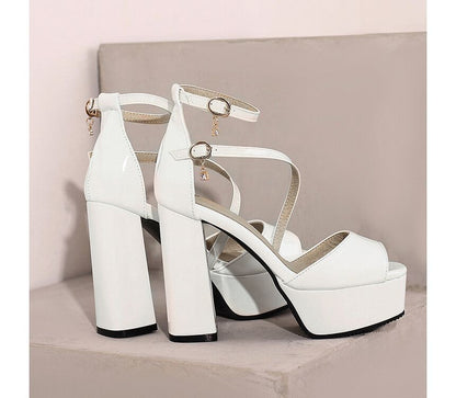 Peep Toe Platform Chunky Heel Sandals SpreePicky