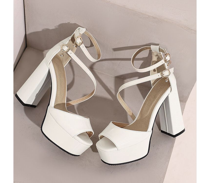 Peep Toe Platform Chunky Heel Sandals SpreePicky