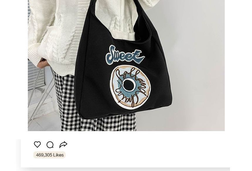 Donut Embroidered Shoulder Bag mySite