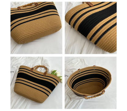 Straw Striped Tote Bag SpreePicky