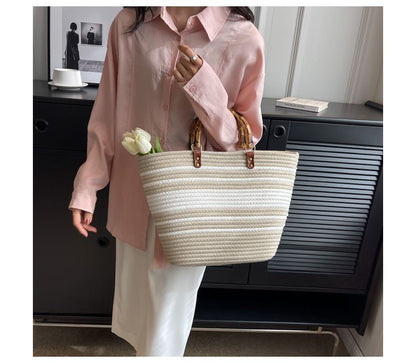 Straw Striped Tote Bag SpreePicky