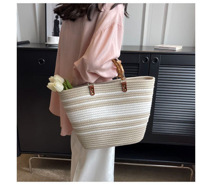 Straw Striped Tote Bag SpreePicky