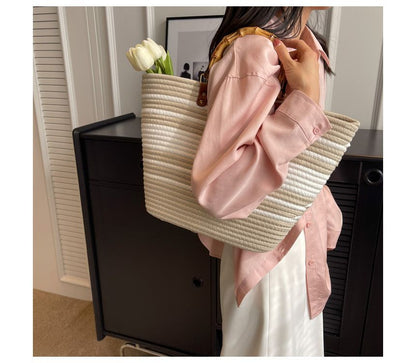 Straw Striped Tote Bag SpreePicky