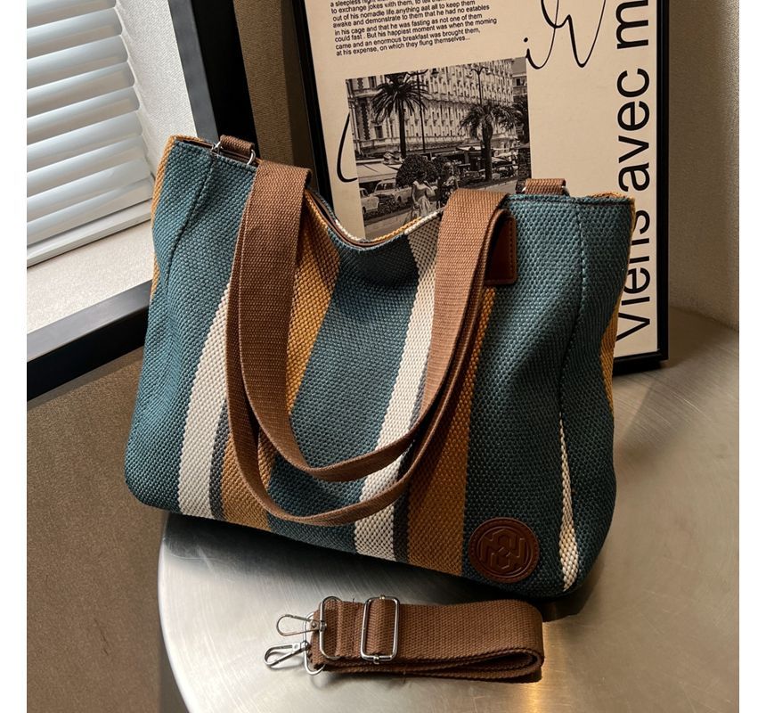 Striped Canvas Tote Bag SpreePicky