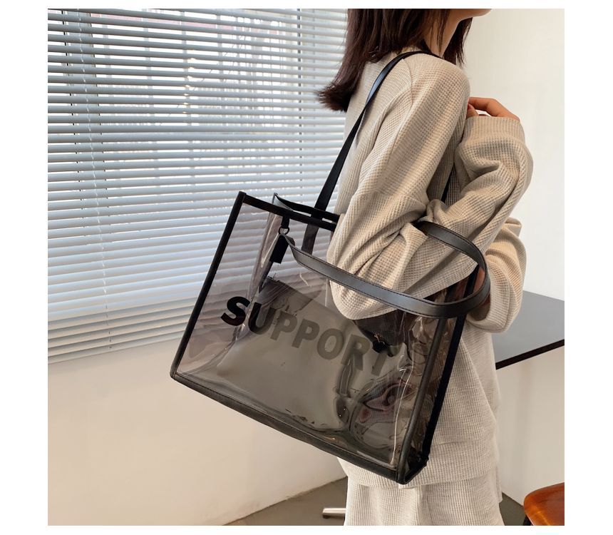 Set: PVC Lettering Tote Bag + Pouch SpreePicky