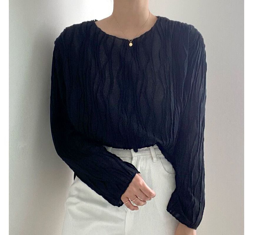 Long-Sleeve Boat Neck Striped Blouse SpreePicky