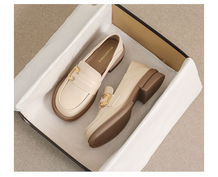 Faux Leather Round Toe Loafers SpreePicky