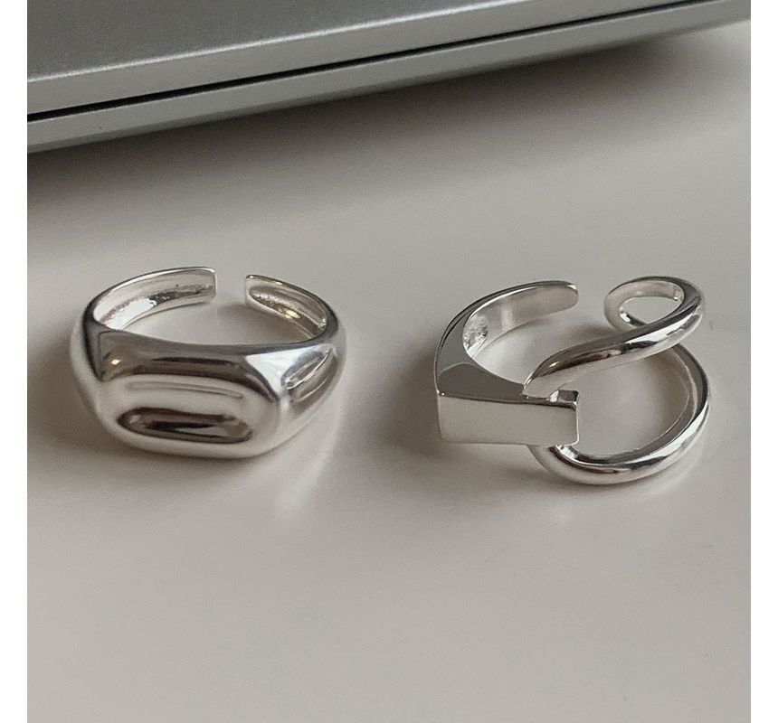 Polished / Asymmetrical Layered Alloy Open Ring SpreePicky