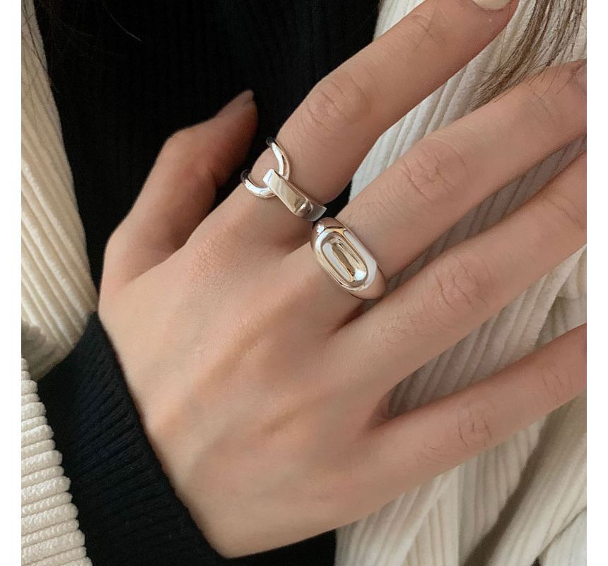 Polished / Asymmetrical Layered Alloy Open Ring SpreePicky