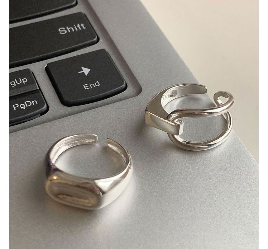 Polished / Asymmetrical Layered Alloy Open Ring SpreePicky