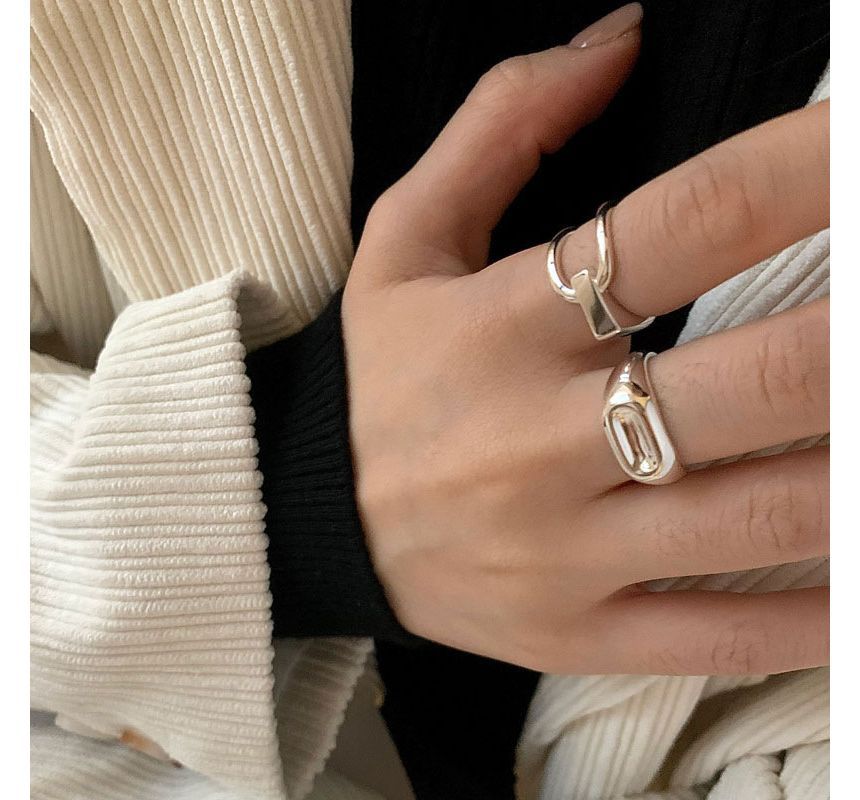 Polished / Asymmetrical Layered Alloy Open Ring SpreePicky