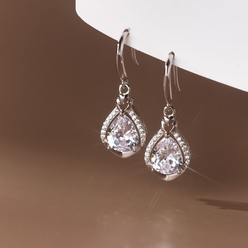 Rhinestone Sterling Silver Drop Earring SpreePicky