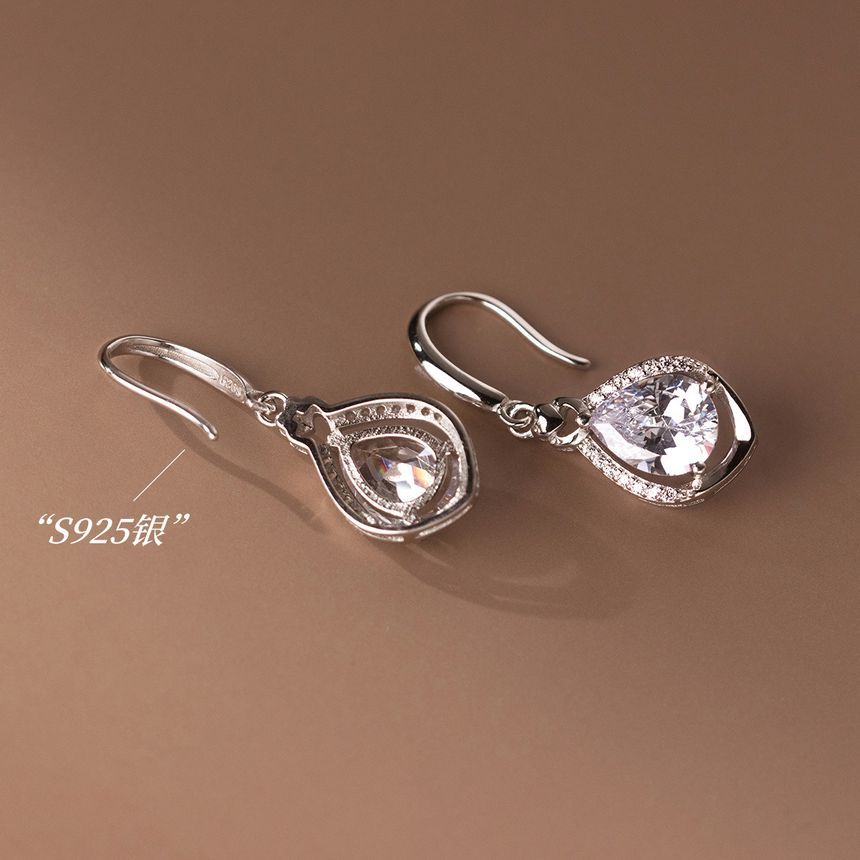 Rhinestone Sterling Silver Drop Earring SpreePicky