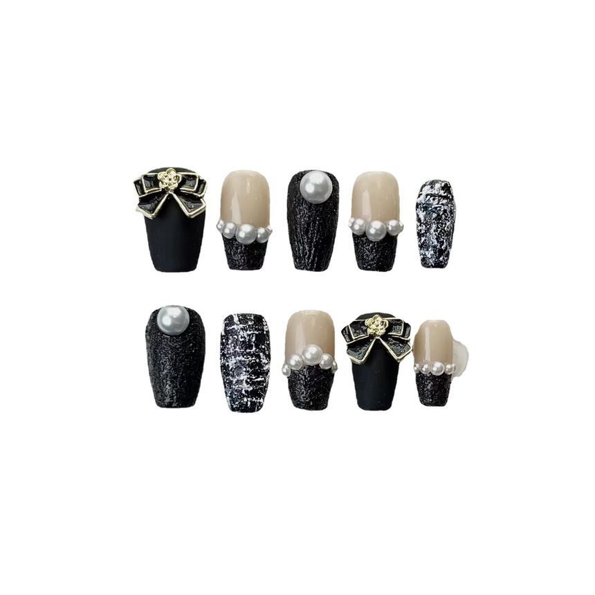 Bow Faux Pearl Faux Nail Tips SpreePicky