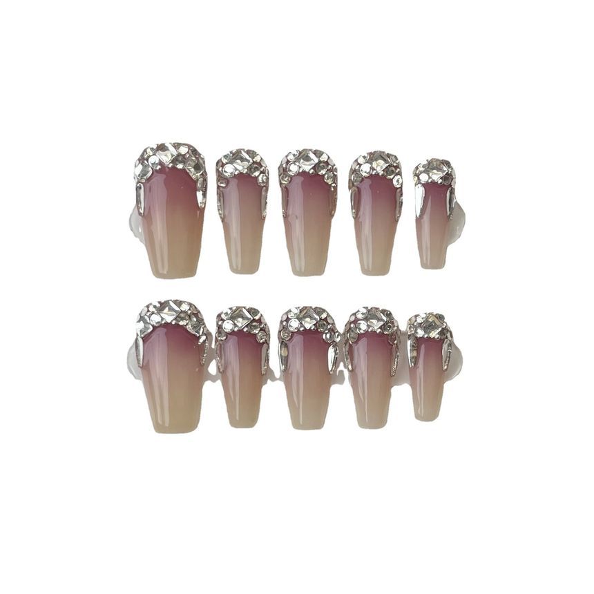 Rhinestone Gradient Faux Nail Tips SpreePicky