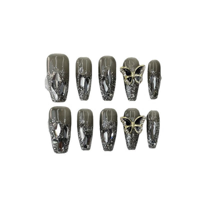 Butterfly Rhinestone Faux Nail Tips SpreePicky