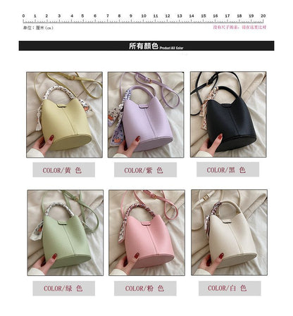 Faux Leather Top Handle Bucket Bag SpreePicky