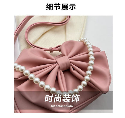 Faux Pearl Strap Bow Crossbody Bag SpreePicky