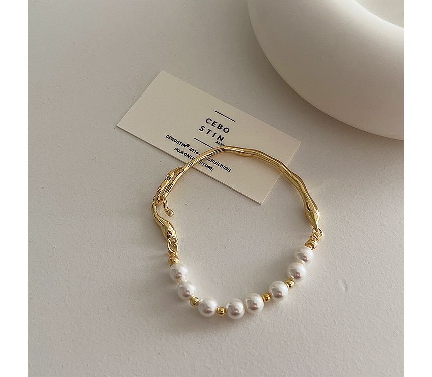 Faux Pearl Irregular Alloy Bracelet SpreePicky