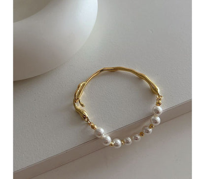 Faux Pearl Irregular Alloy Bracelet SpreePicky