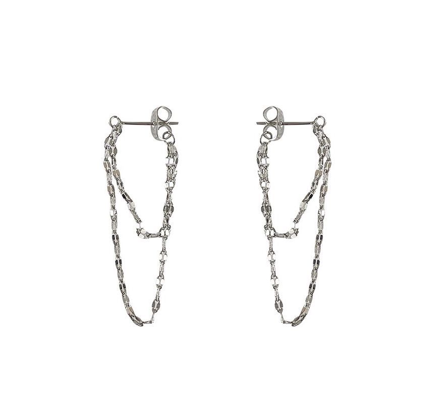 Layered Chained Alloy Dangle Earring SpreePicky