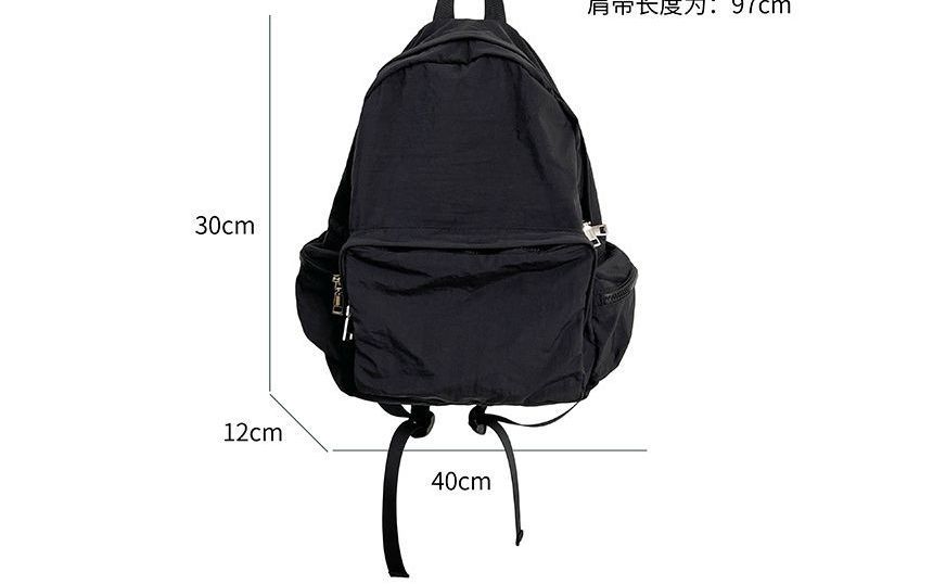 Nylon Plain Zip Backpack SpreePicky