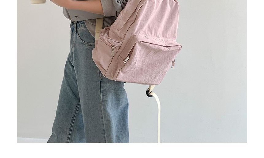 Nylon Plain Zip Backpack SpreePicky