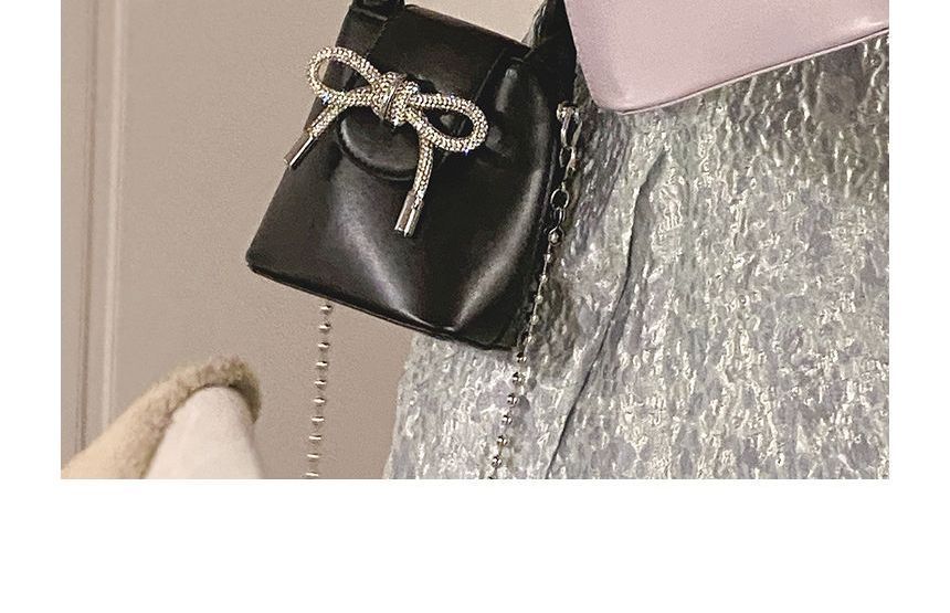 Faux Leather Plain Bow Hand  Bag SpreePicky