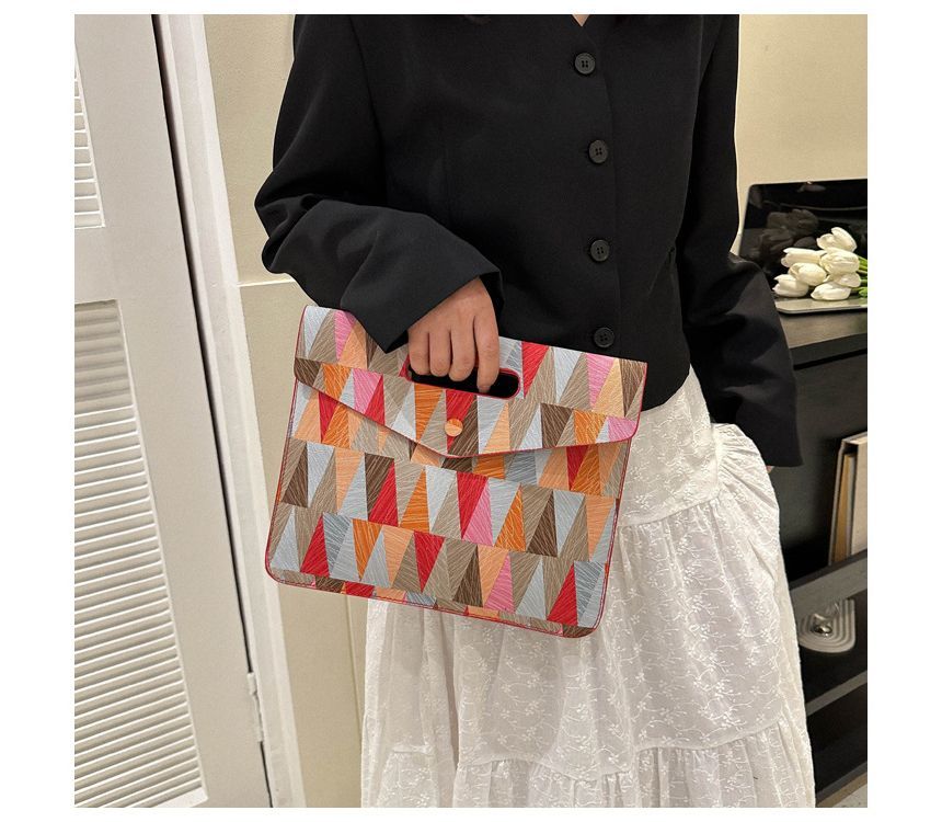 Geometric Print Envelope Clutch SpreePicky