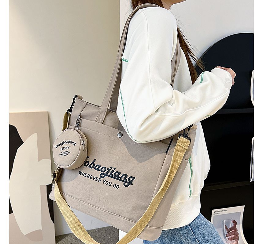 Set: Lettering Canvas Tote Bag + Pouch SpreePicky