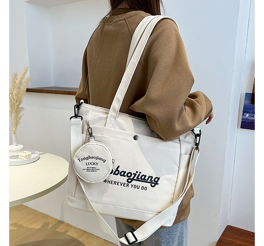 Set: Lettering Canvas Tote Bag + Pouch SpreePicky