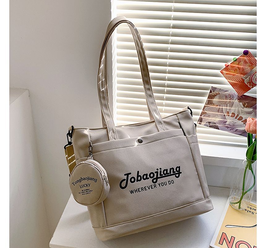 Set: Lettering Canvas Tote Bag + Pouch SpreePicky