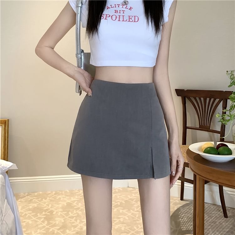 High Waist Plain Skort SpreePicky