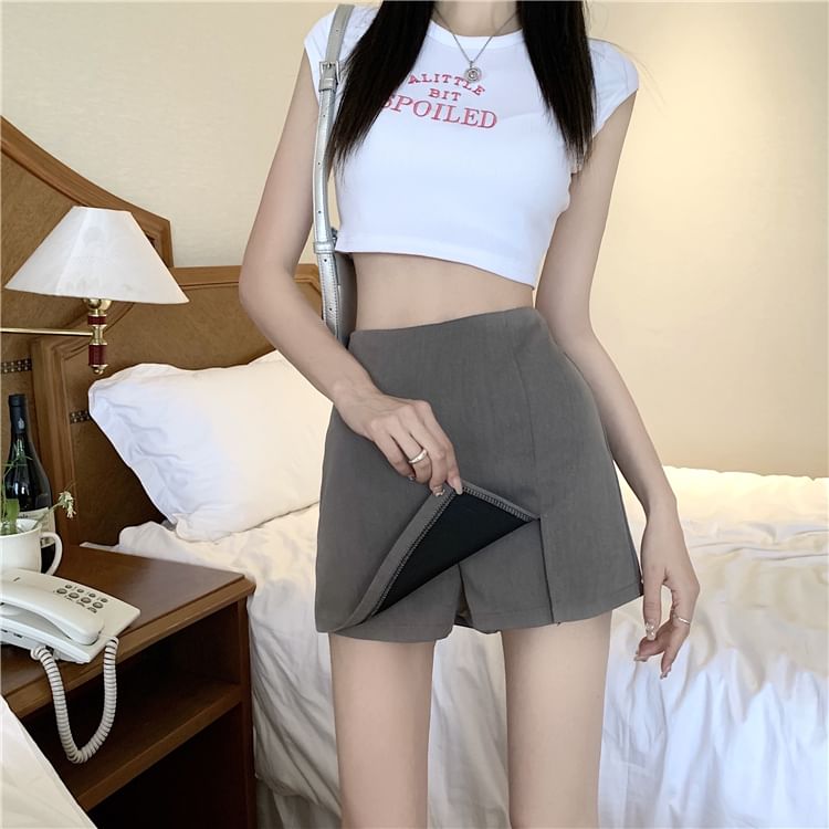 High Waist Plain Skort SpreePicky