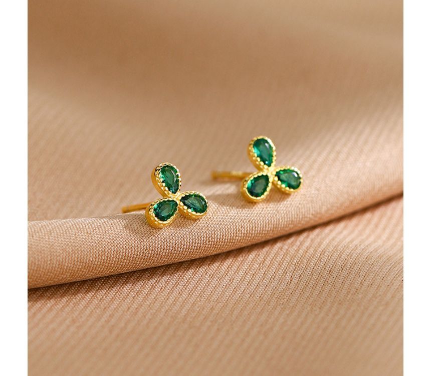 Rhinestone Leaf Stud Earring SpreePicky