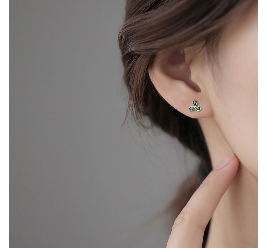 Rhinestone Leaf Stud Earring SpreePicky