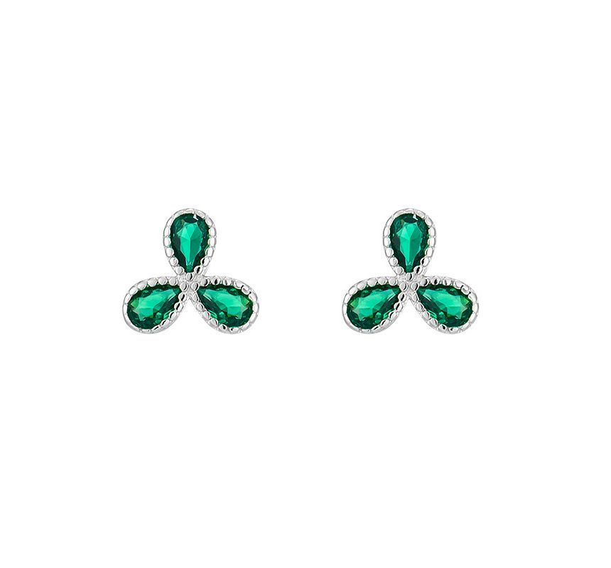 Rhinestone Leaf Stud Earring SpreePicky