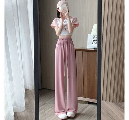 High Waist Plain Wide Leg Sweatpants SpreePicky