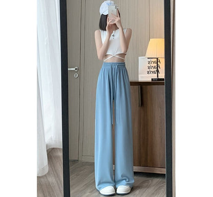 High Waist Plain Wide Leg Sweatpants SpreePicky