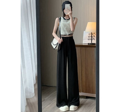 High Waist Plain Wide Leg Sweatpants SpreePicky