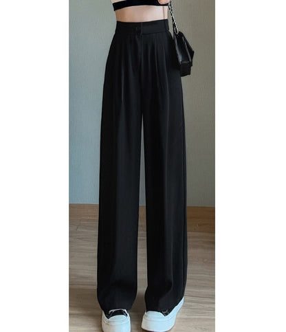 High Rise Plain Wide Leg Suit Pants SpreePicky