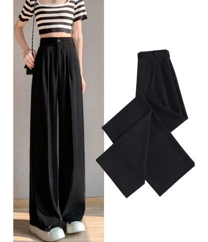 High Rise Plain Wide Leg Suit Pants SpreePicky